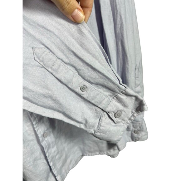 Saks Fifth Avenue Lilac 100% Linen Short Sleeve Button Up Shirt Preppy Large‎ - Picture 4 of 11
